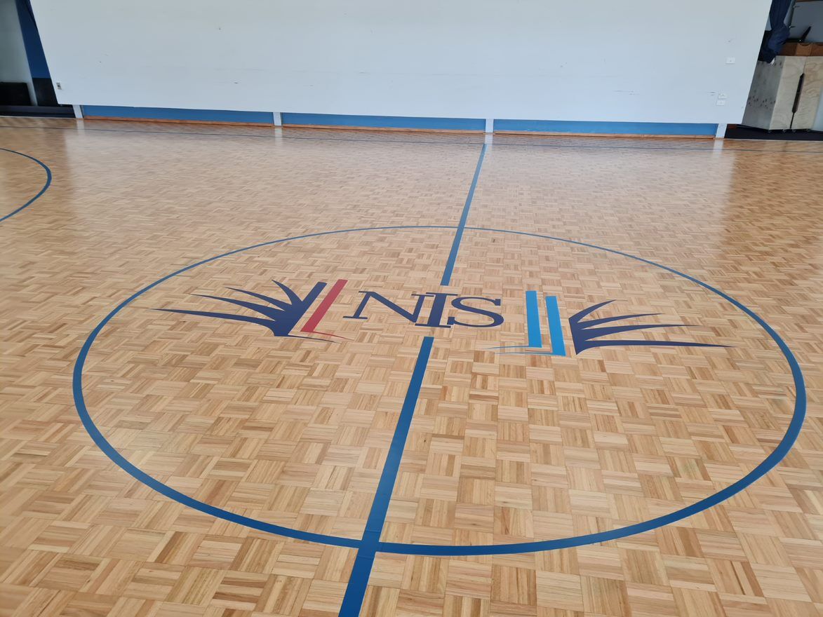 court markings finished - school sports hall