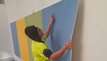 Autex acoustic wall lining installation